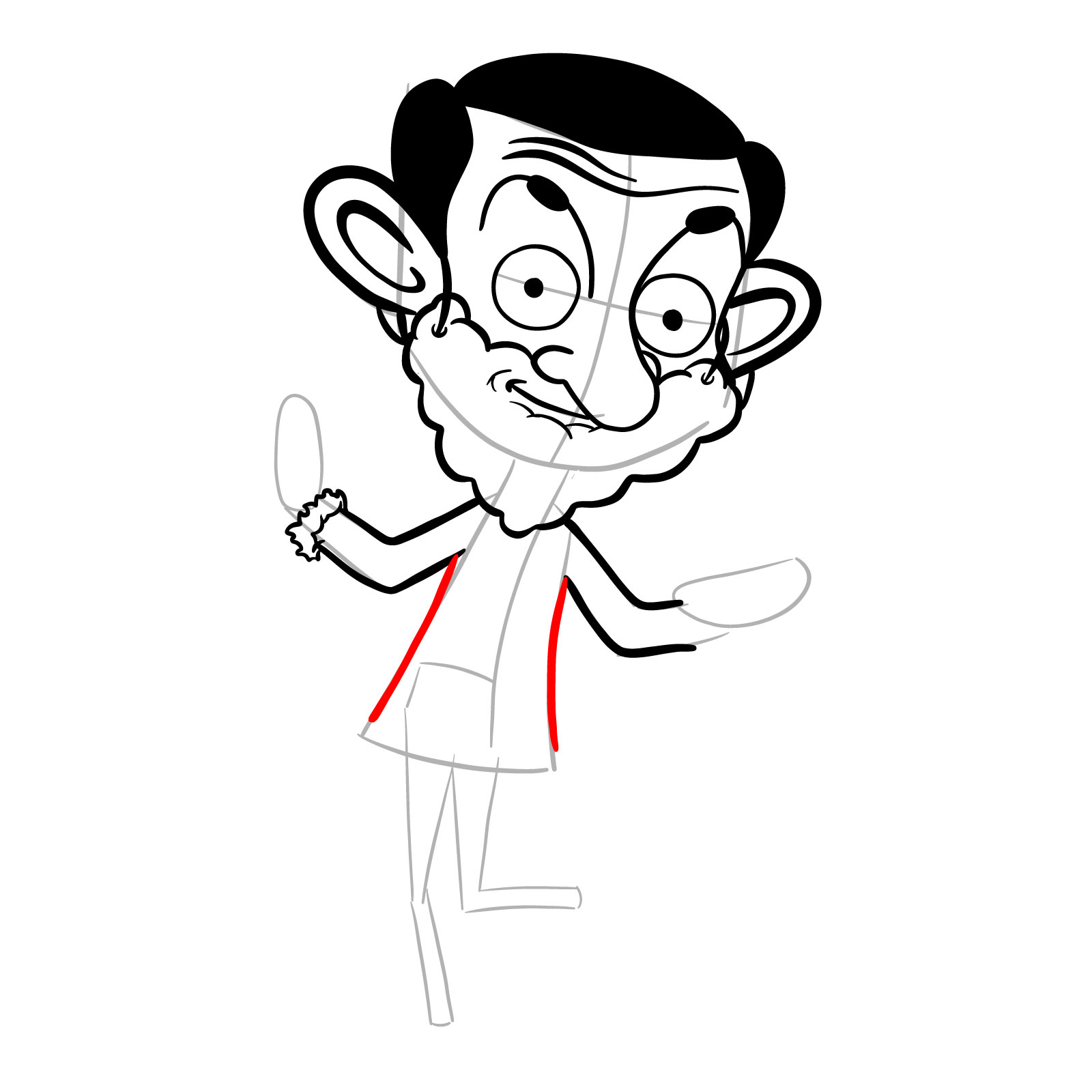 How to draw Santa Mr. Bean - step 17