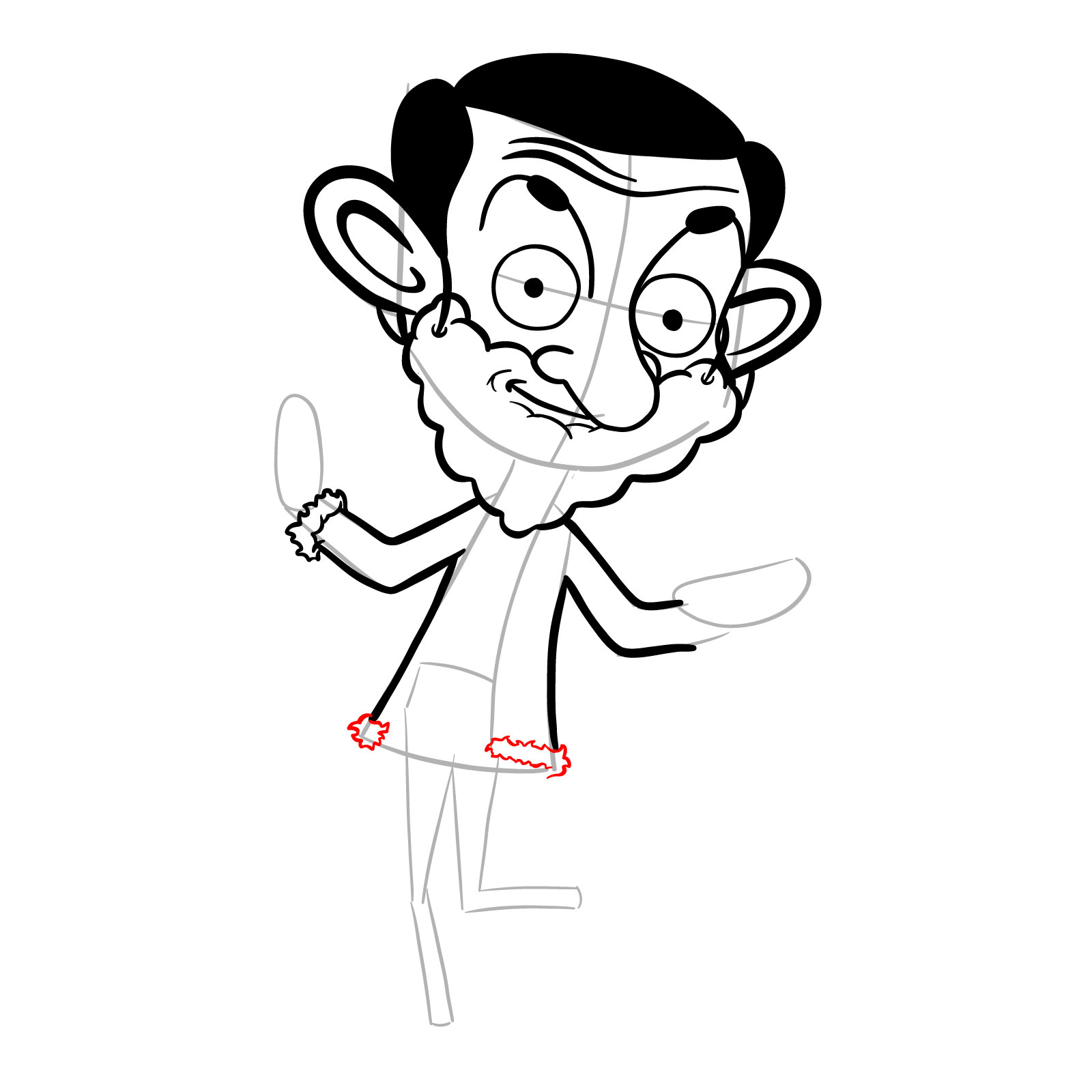 How to draw Santa Mr. Bean - step 18