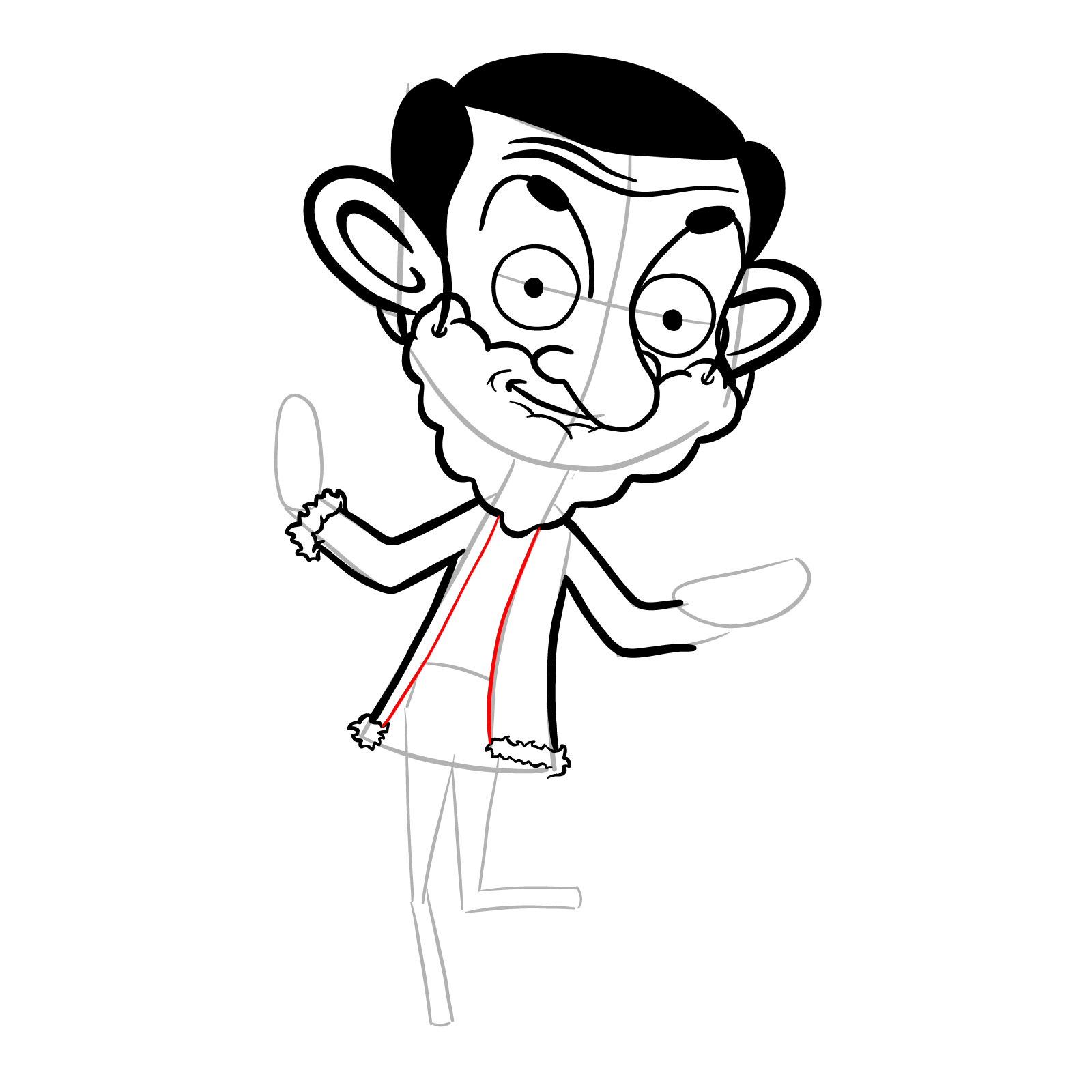 How to draw Santa Mr. Bean - step 19