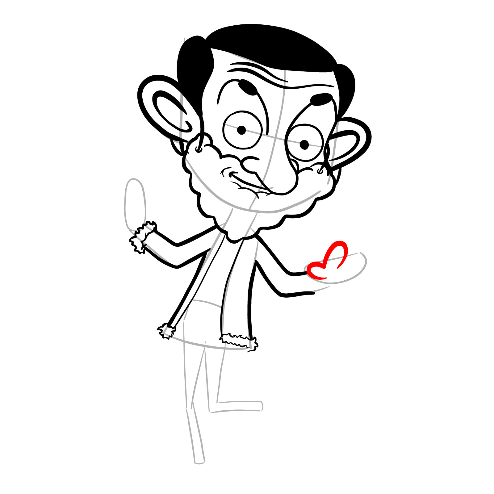 How to draw Santa Mr. Bean - step 20