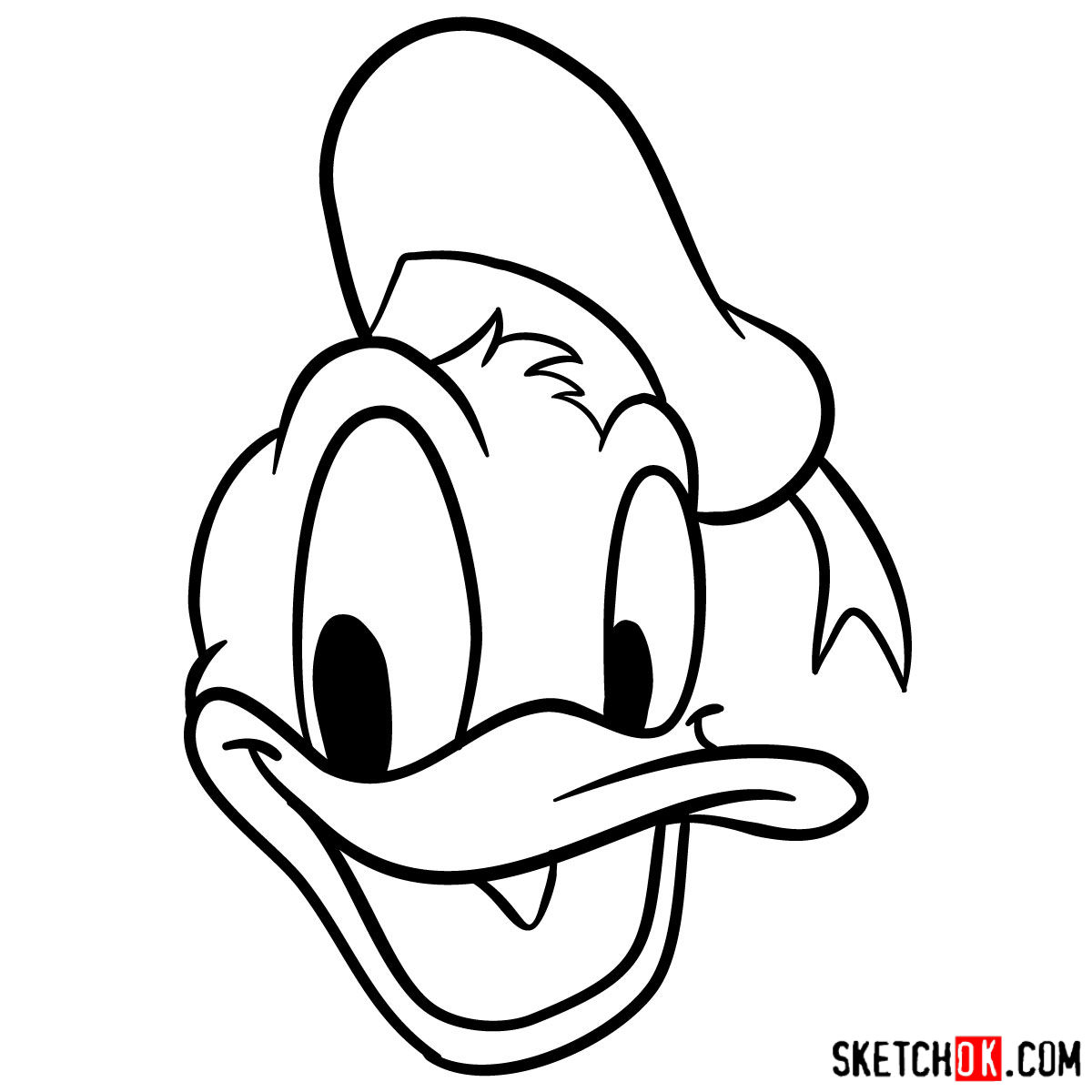 How to draw Donald Duck's face - step 07