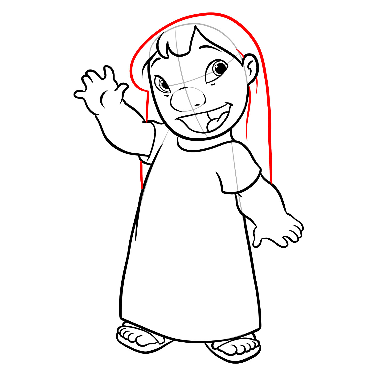 How to draw Lilo from Lilo & Stitch - step 22
