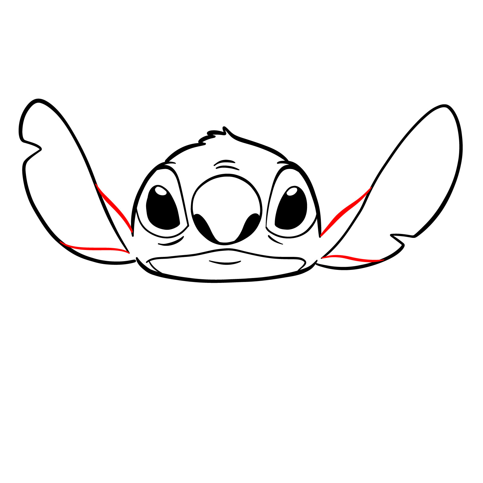 How to Draw the face of Stitch - step 12