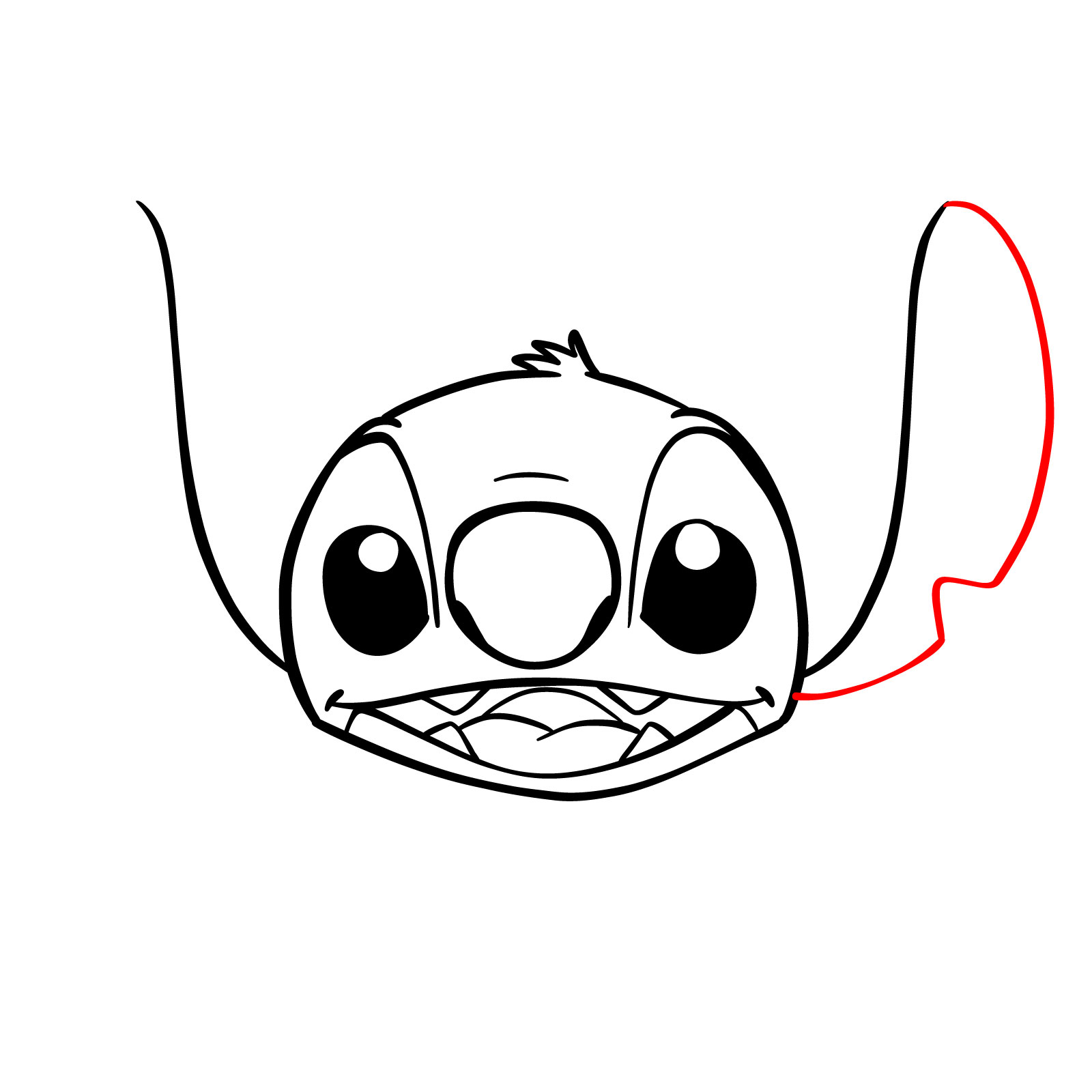 How to Draw Stitch's face in glasses - step 15