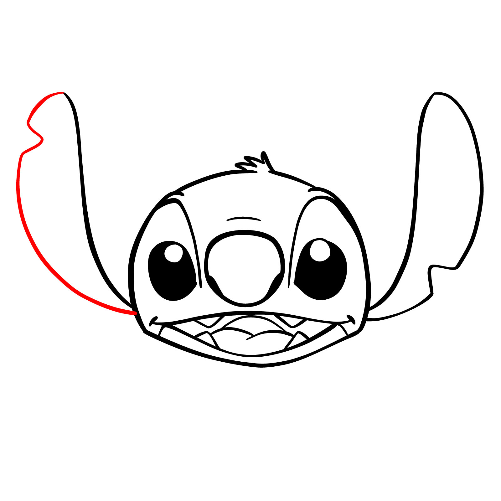 How to Draw Stitch's face in glasses - step 16
