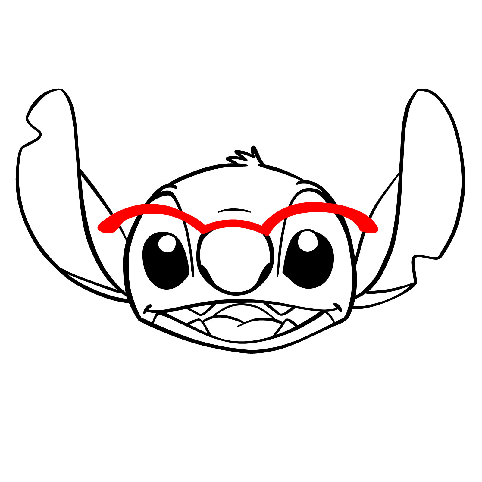 How to Draw Stitch's face in glasses - step 18