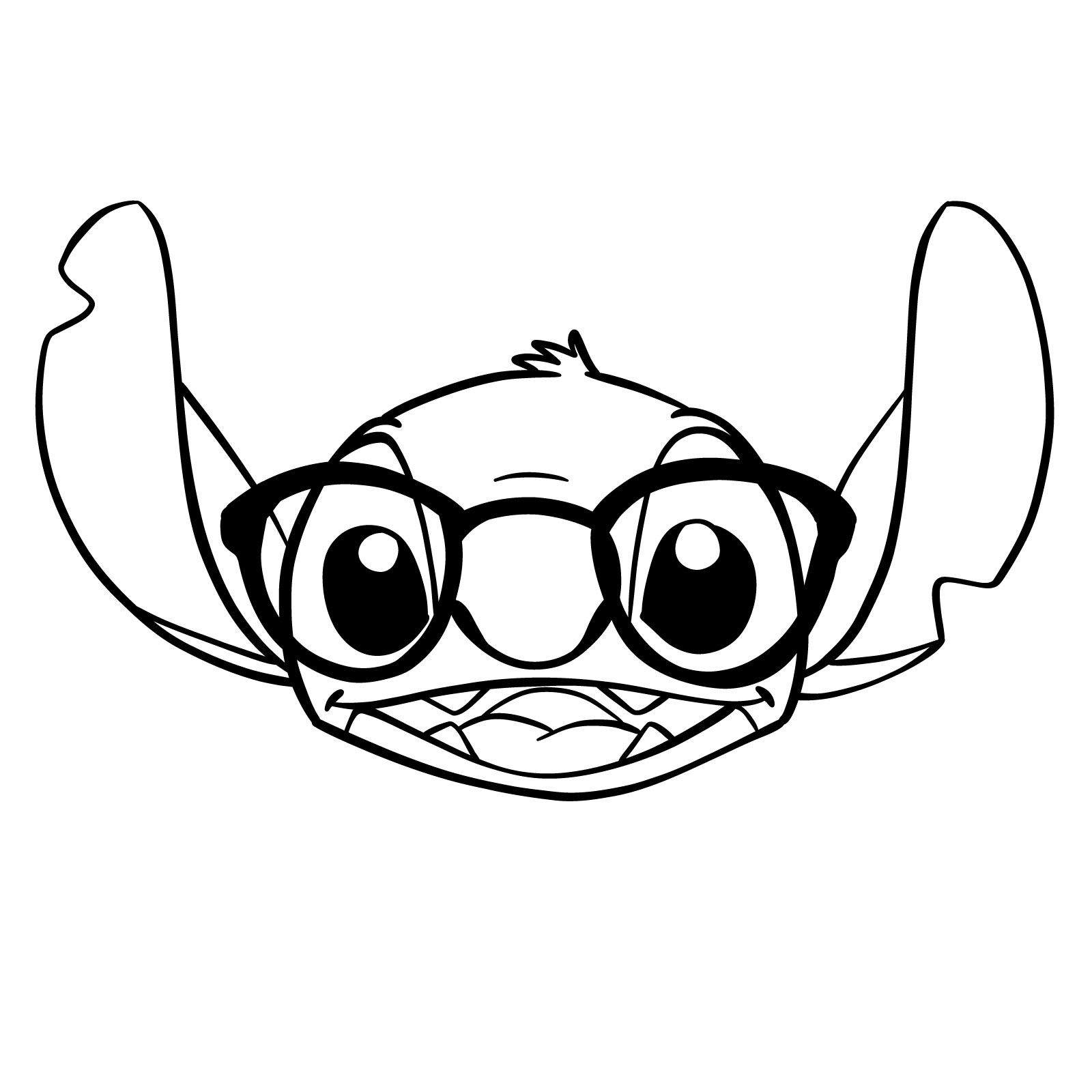 How to Draw Stitch's face in glasses - final step