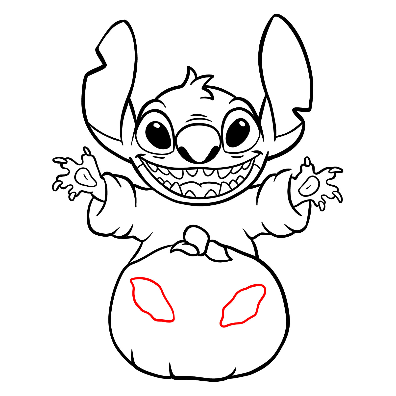 How to Draw Halloween Stitch with a jack-o'-lantern - step 24
