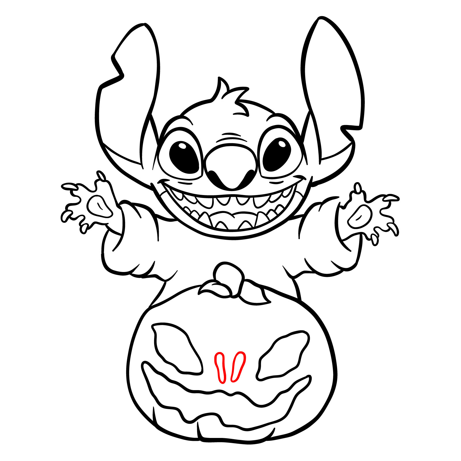 How to Draw Halloween Stitch with a jack-o'-lantern - step 26