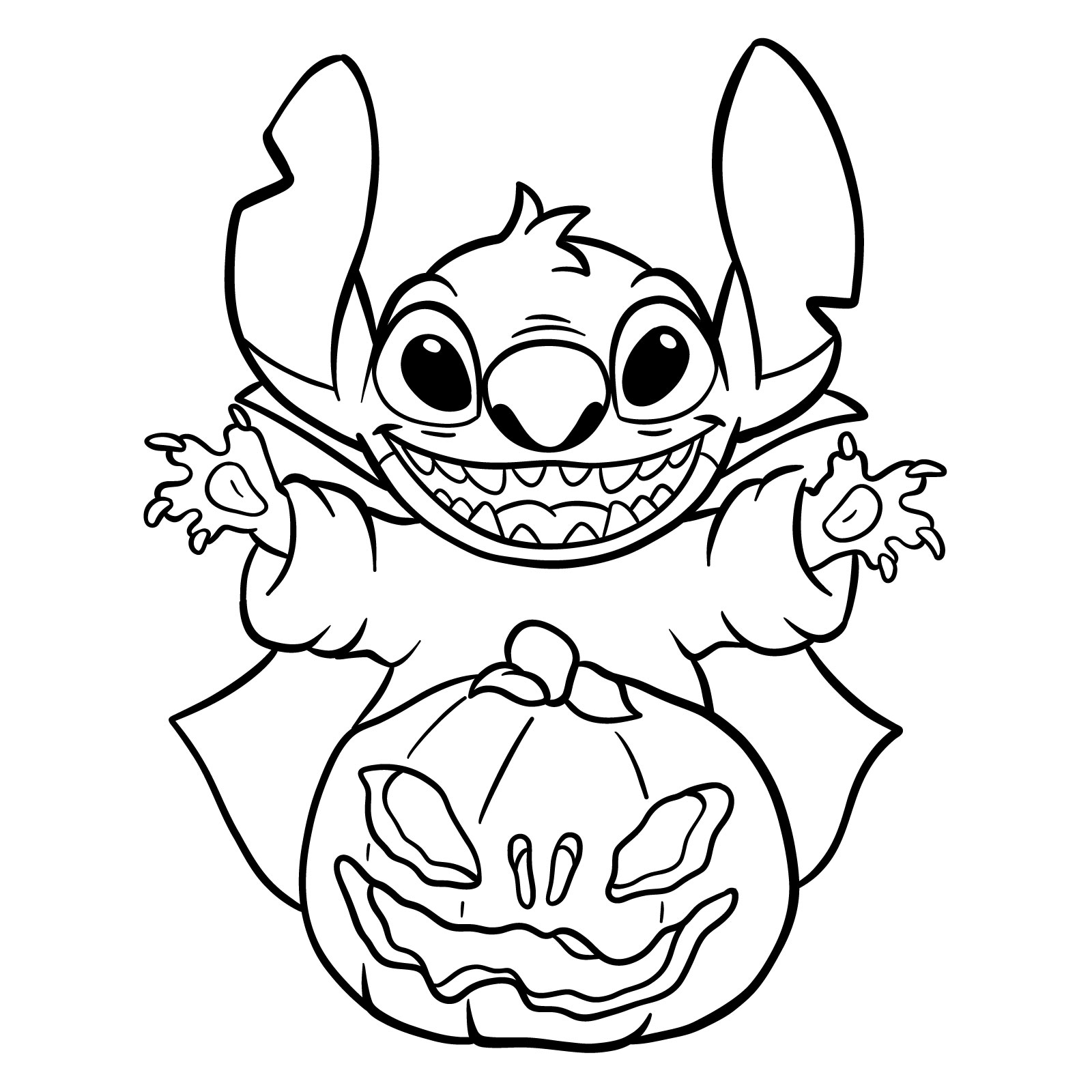 How to Draw Halloween Stitch with a jack-o'-lantern - final step