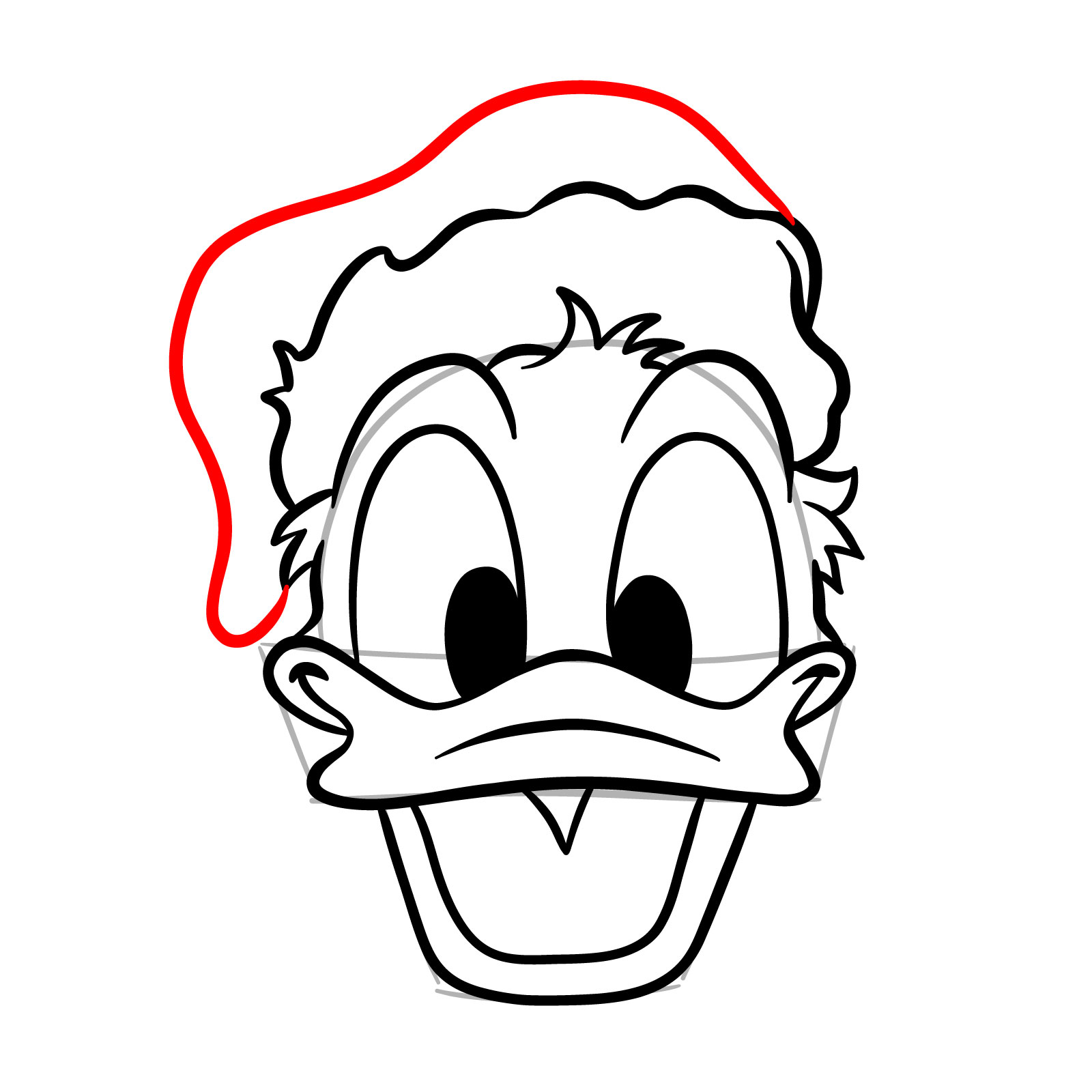 How to draw Christmas Donald Duck - step 13