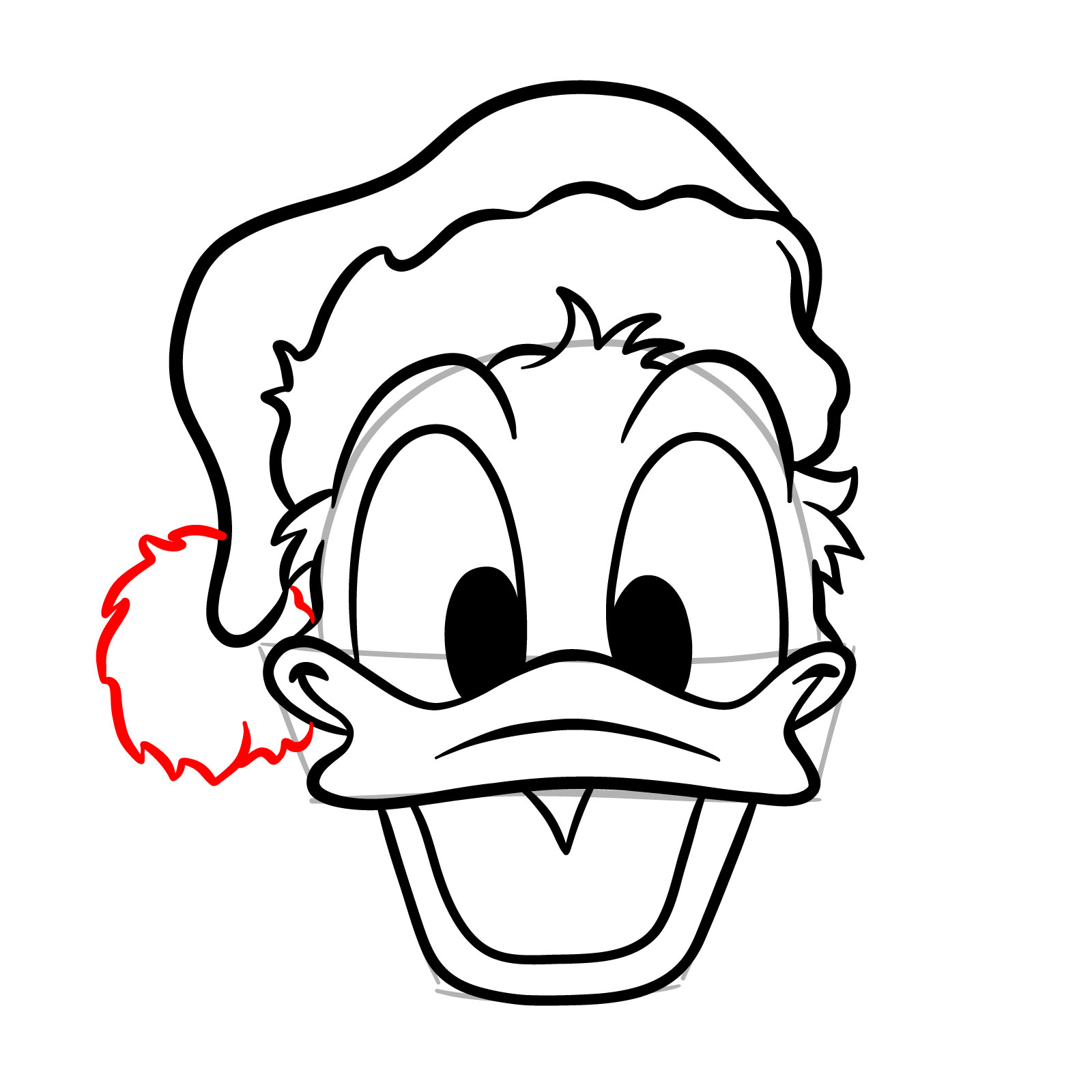 How to draw Christmas Donald Duck - step 14