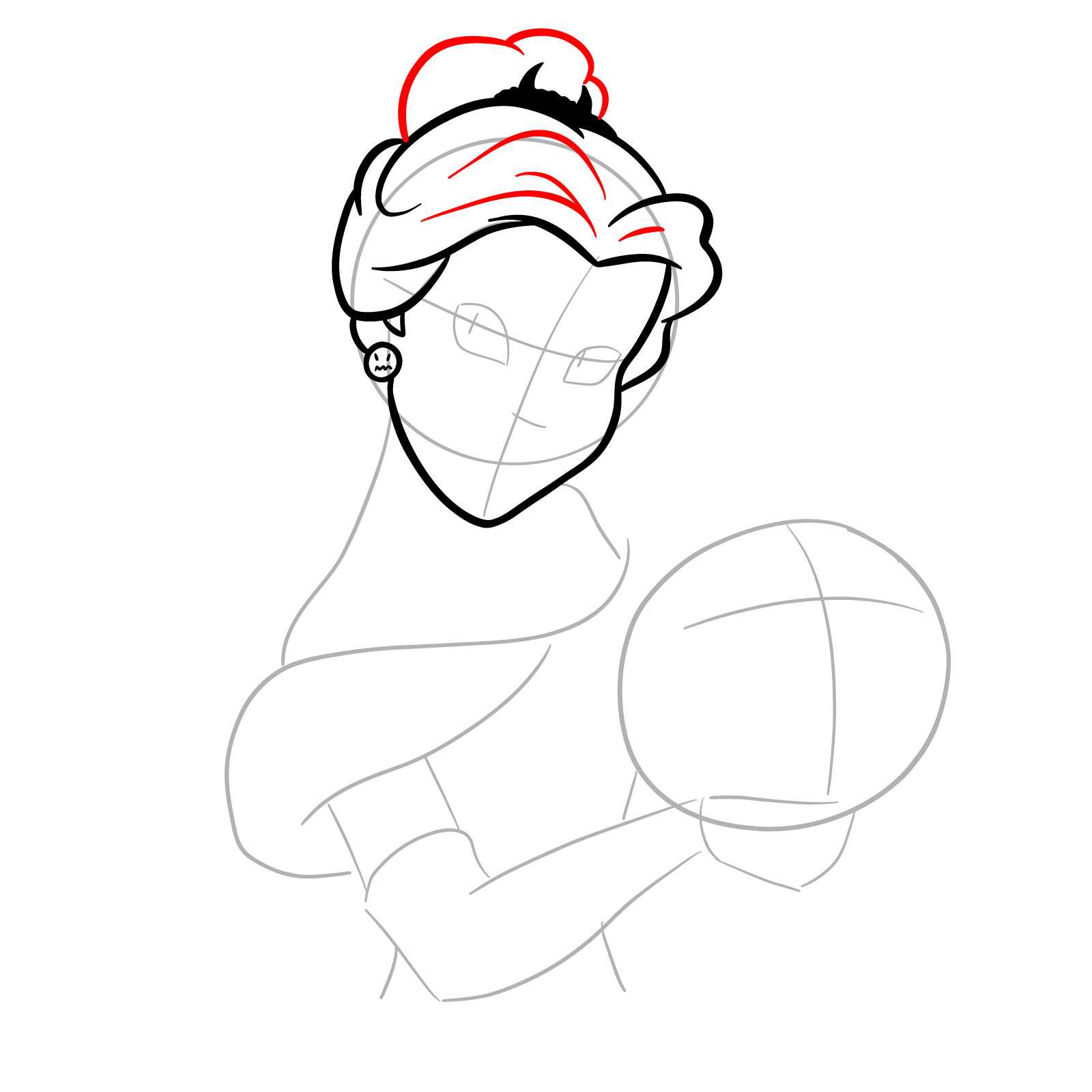 How to Draw Halloween Belle with a pumpkin - step 09