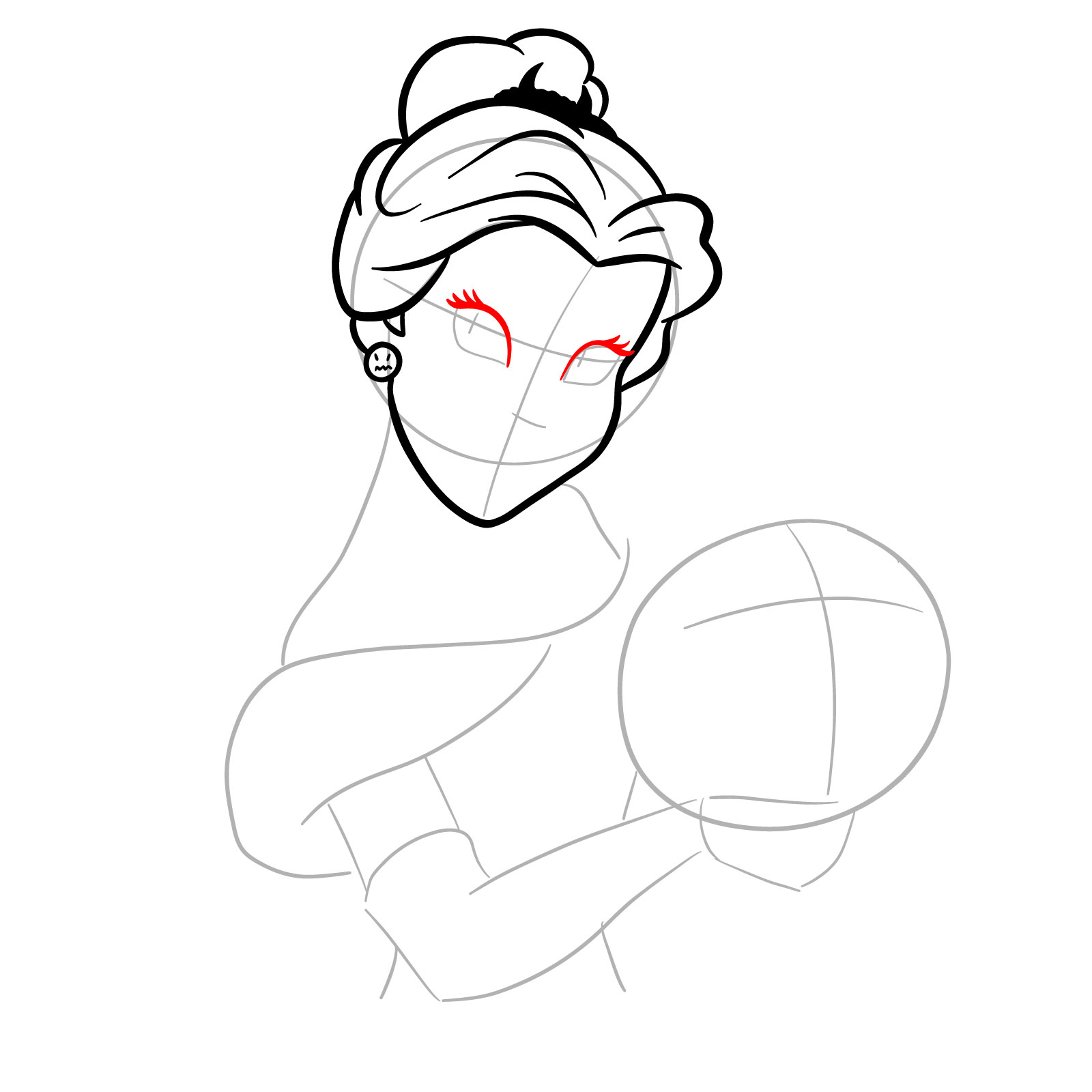 How to Draw Halloween Belle with a pumpkin - step 10