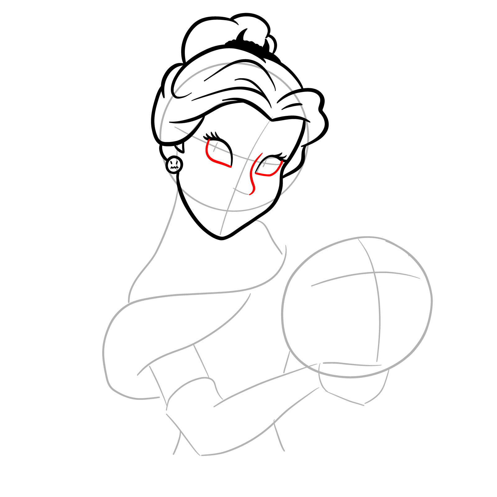 How to Draw Halloween Belle with a pumpkin - step 11