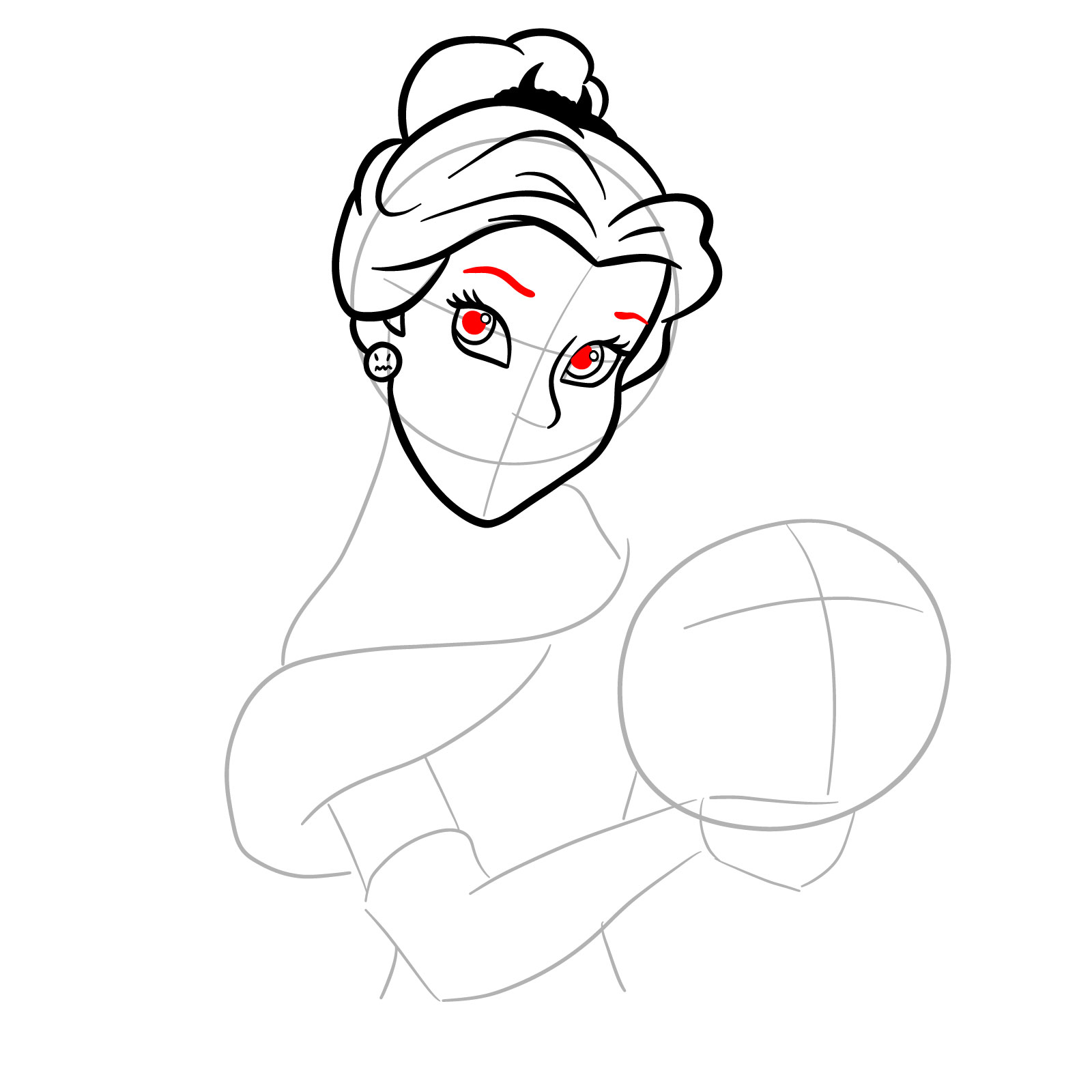 How to Draw Halloween Belle with a pumpkin - step 13