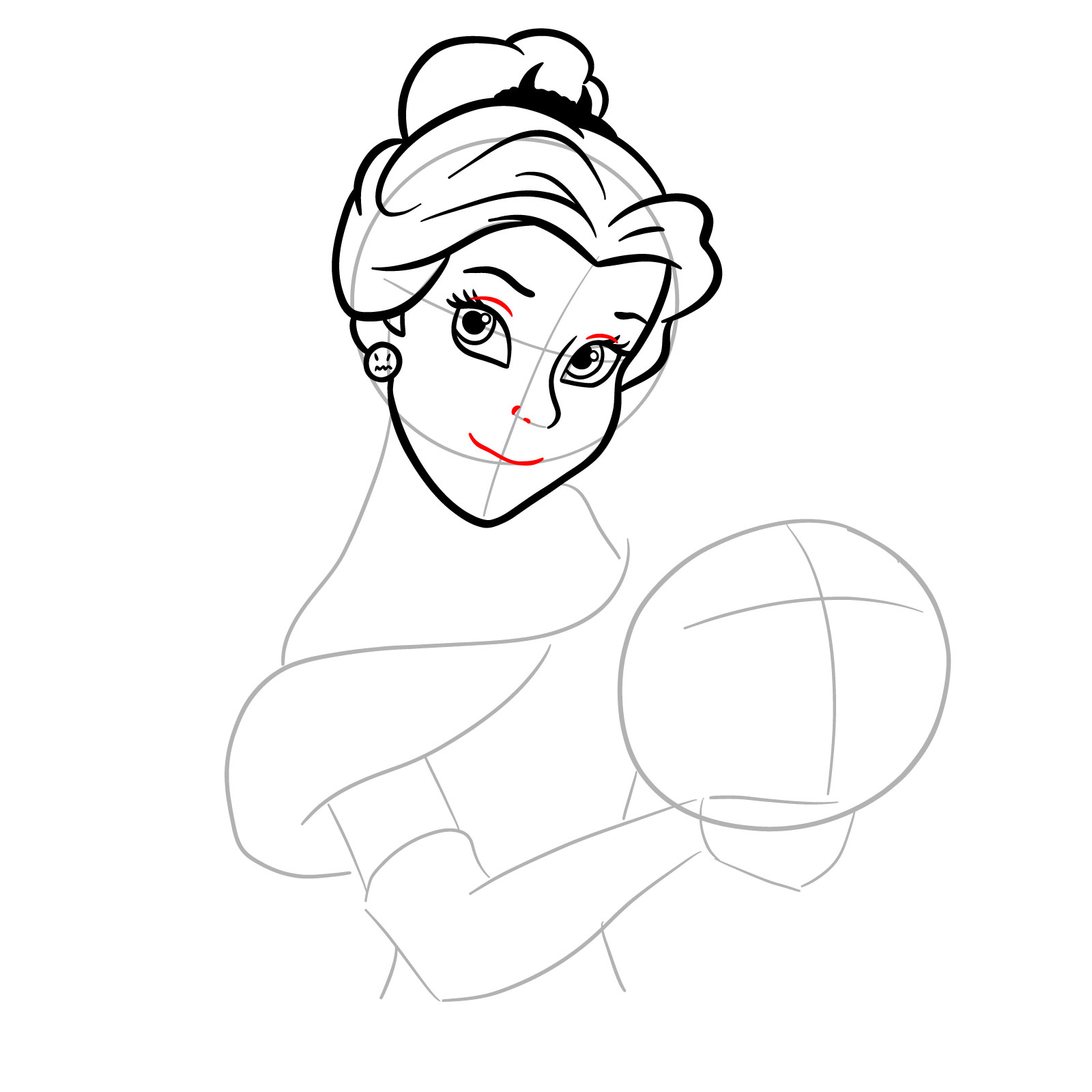 How to Draw Halloween Belle with a pumpkin - step 14