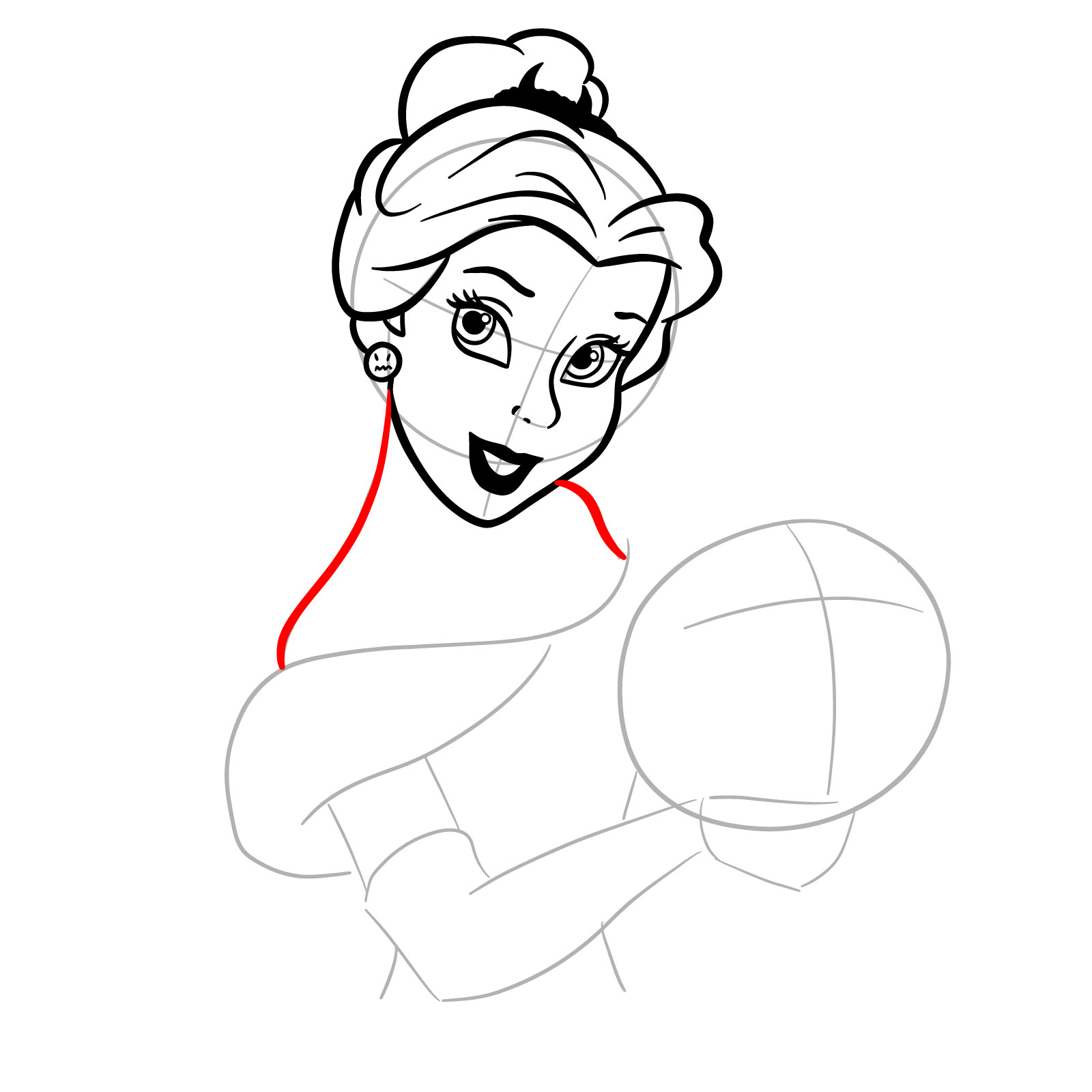 How to Draw Halloween Belle with a pumpkin - step 16