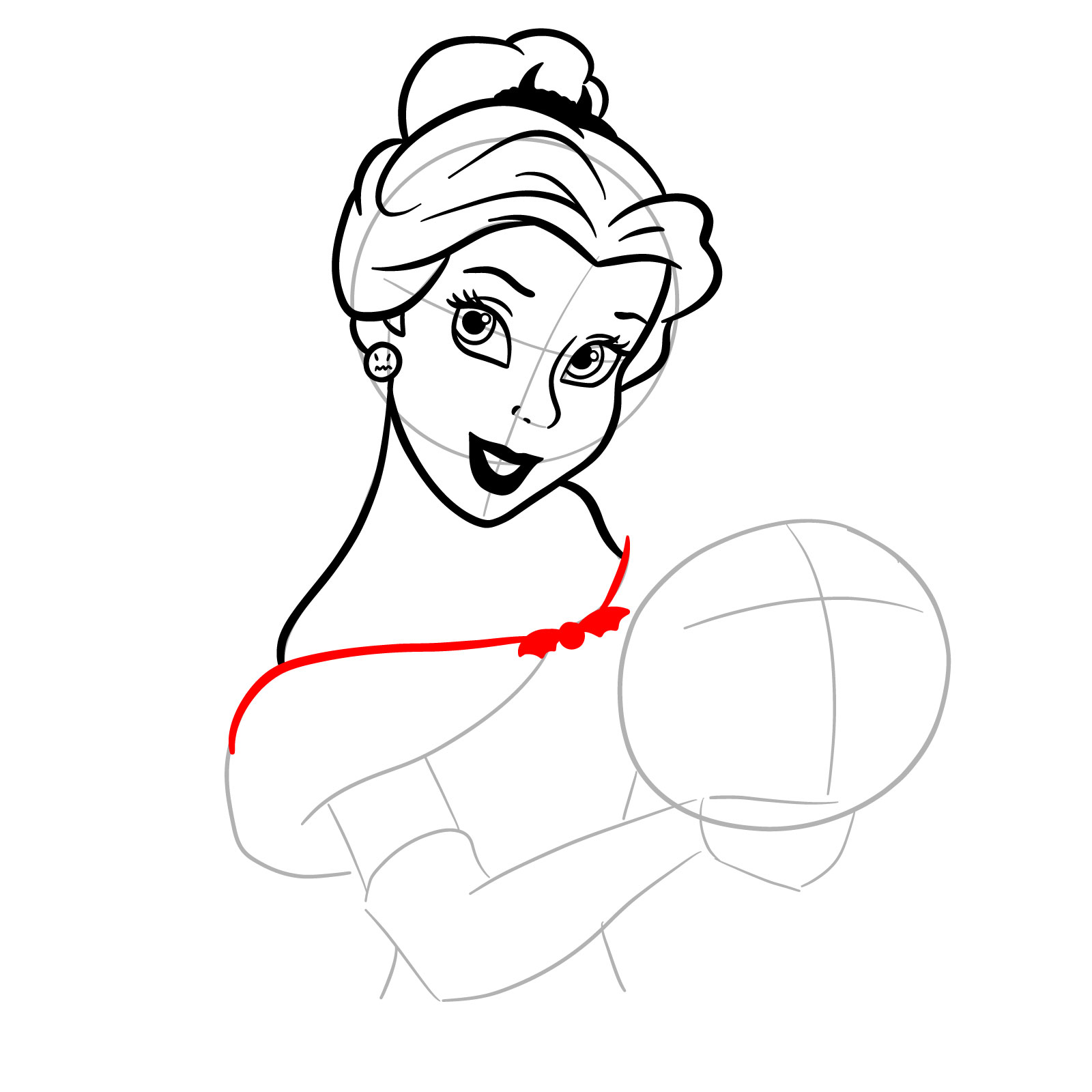How to Draw Halloween Belle with a pumpkin - step 17