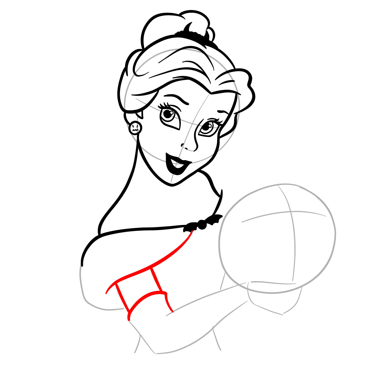 How to Draw Halloween Belle with a pumpkin - step 18