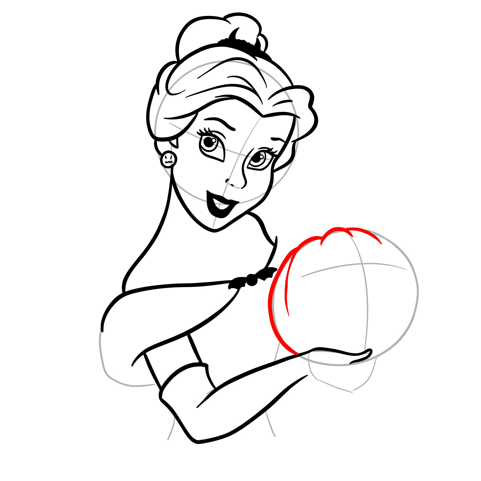 How to Draw Halloween Belle with a pumpkin - step 20