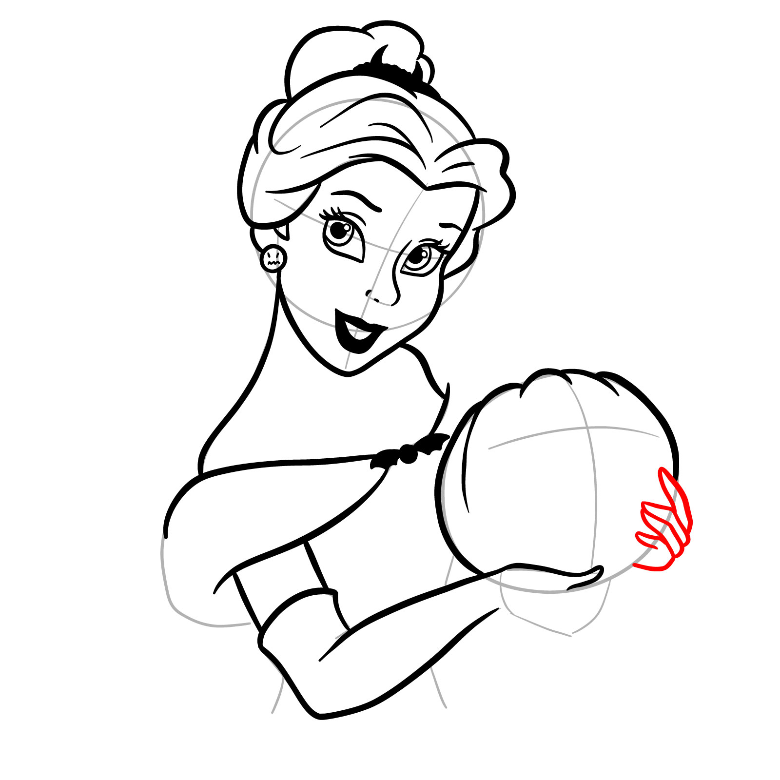 How to Draw Halloween Belle with a pumpkin - step 22