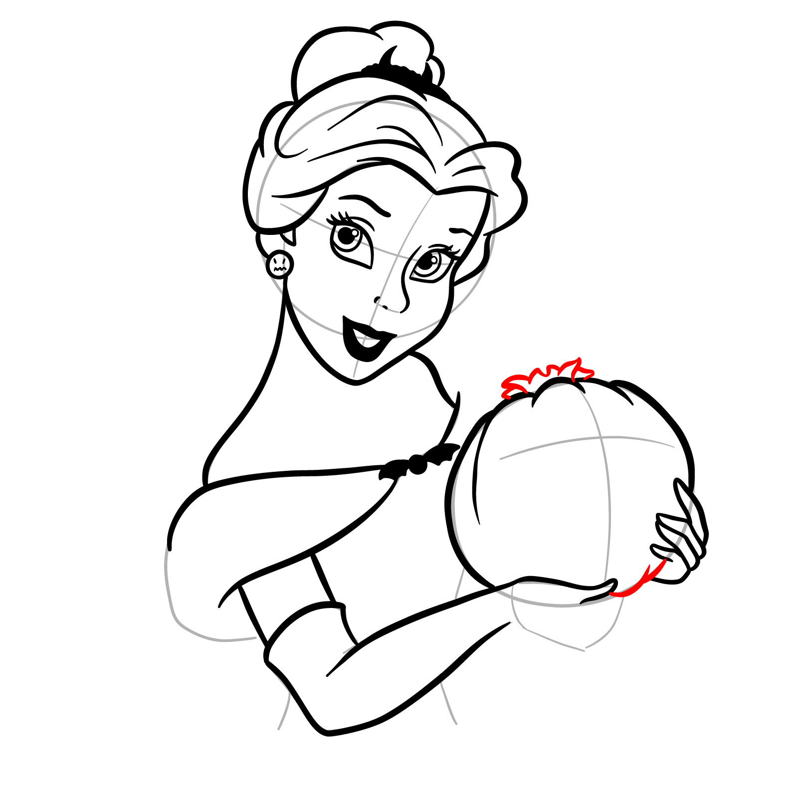 How to Draw Halloween Belle with a pumpkin - step 23