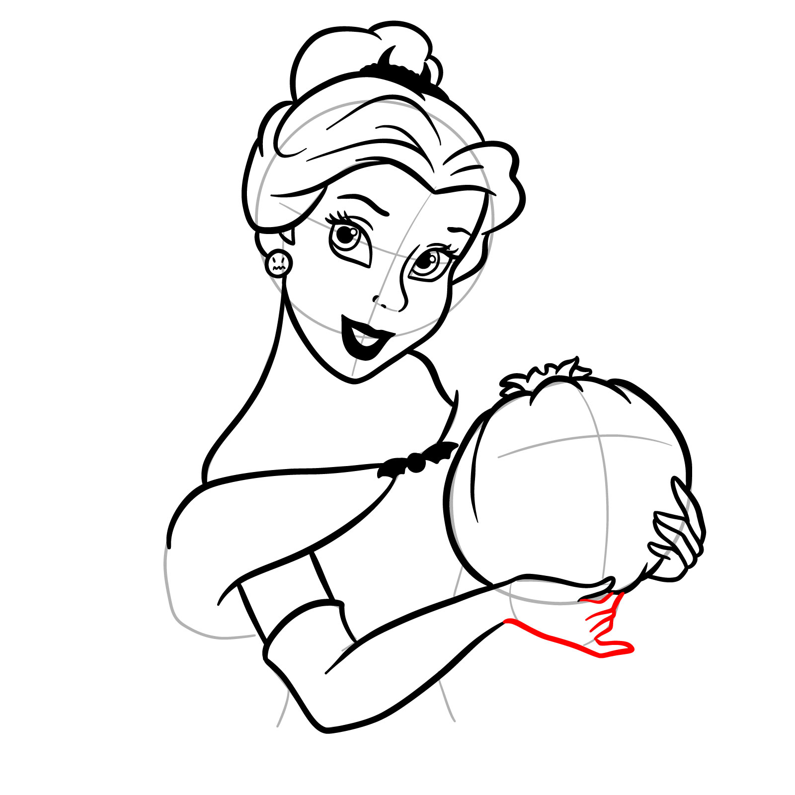 How to Draw Halloween Belle with a pumpkin - step 24