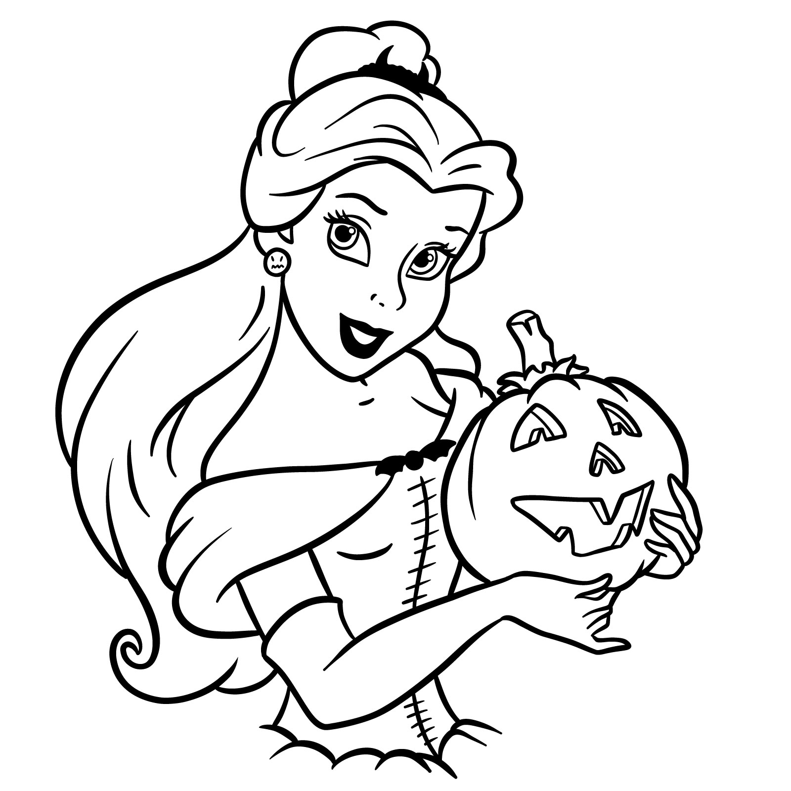 How to Draw Halloween Belle with a pumpkin - final step