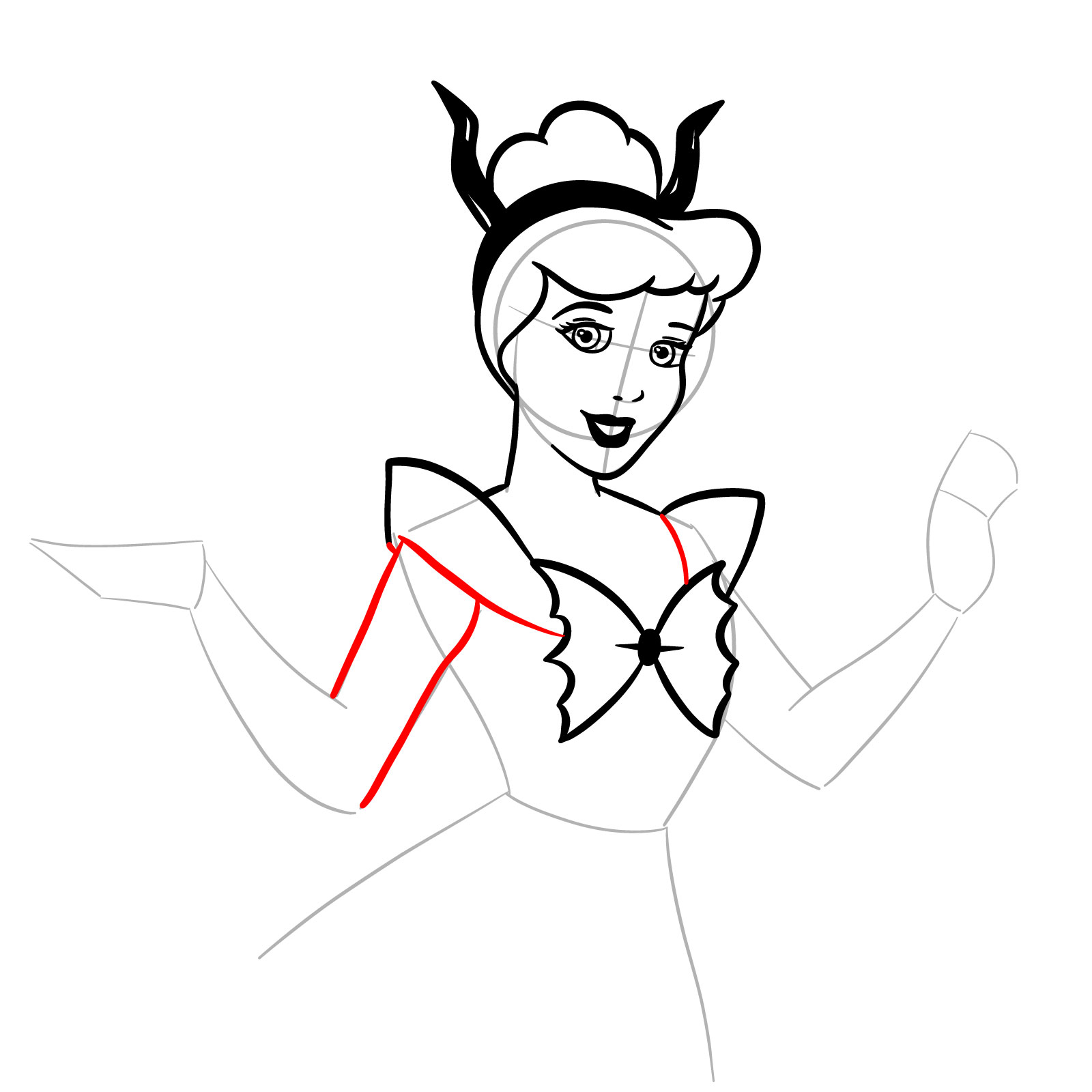 How to Draw Halloween Cinderella - step 16