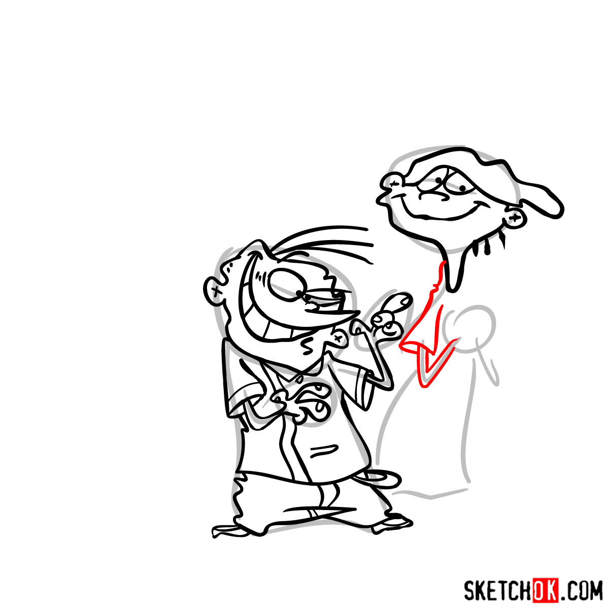 How to draw Ed, Edd and Eddy together - step 14