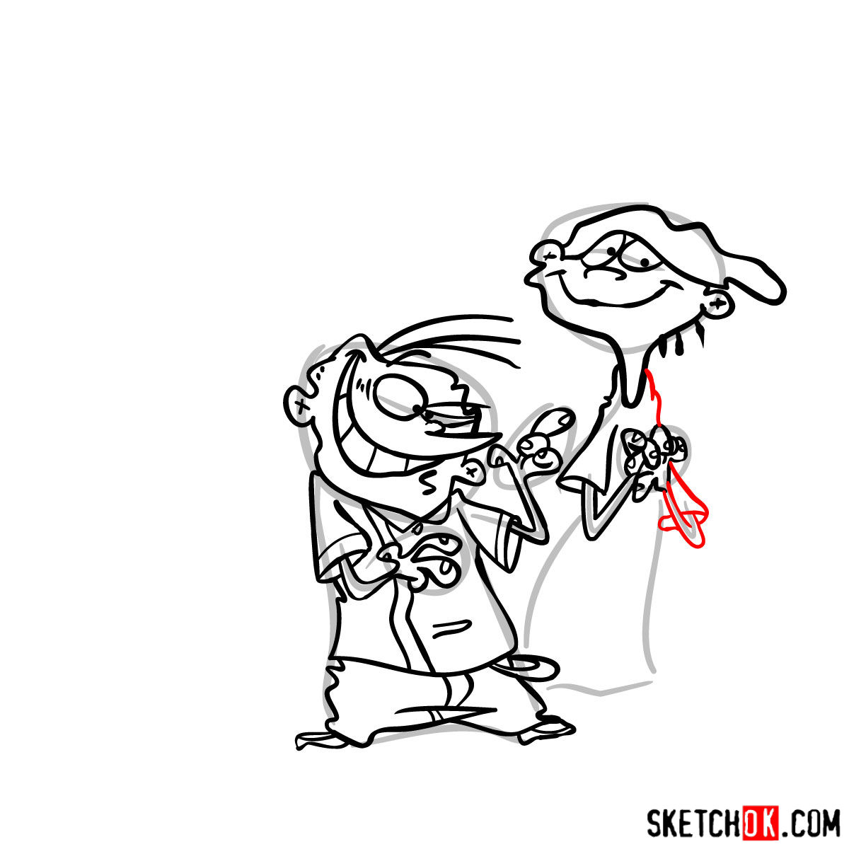 How to draw Ed, Edd and Eddy together - step 16