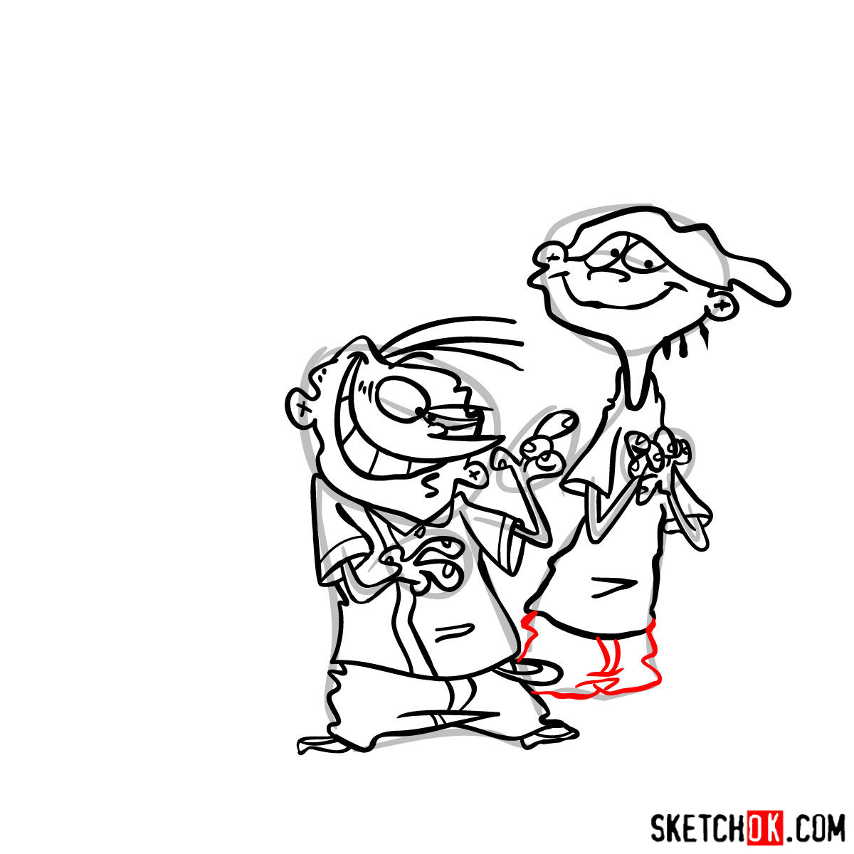 How to draw Ed, Edd and Eddy together - step 18