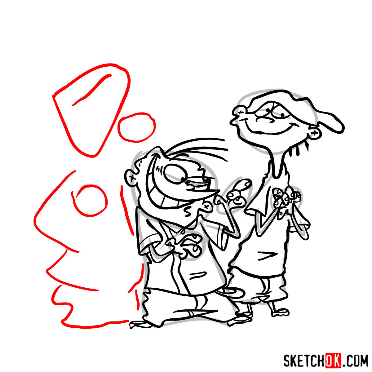 How to draw Ed, Edd and Eddy together - step 20