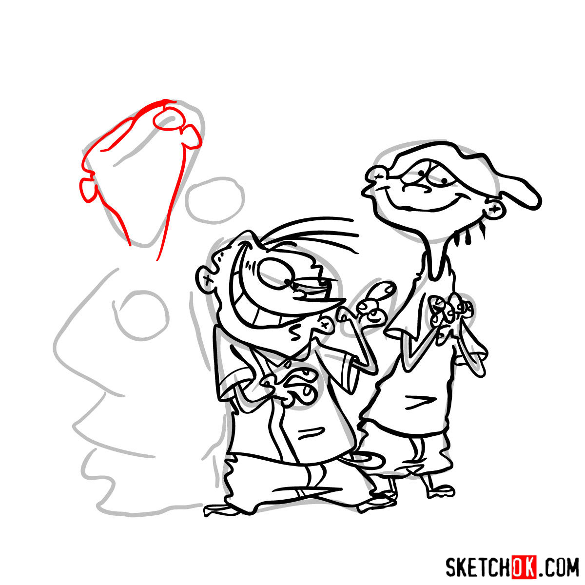 How to draw Ed, Edd and Eddy together - step 21
