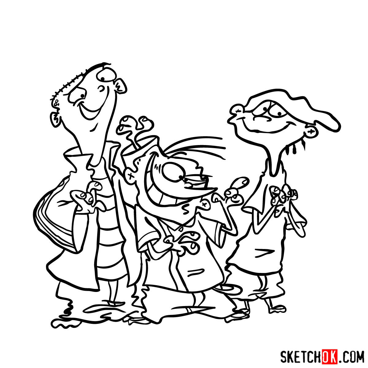 How to draw Ed, Edd and Eddy together - step 31
