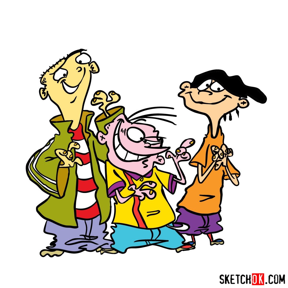 How to draw Ed, Edd and Eddy together