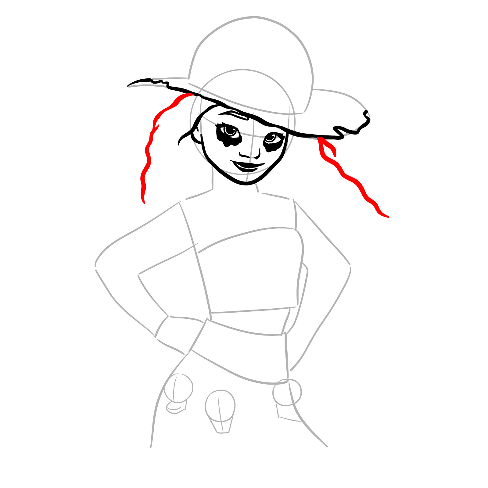 How to Draw Halloween Moana as a Staw Hat Pirate - step 11