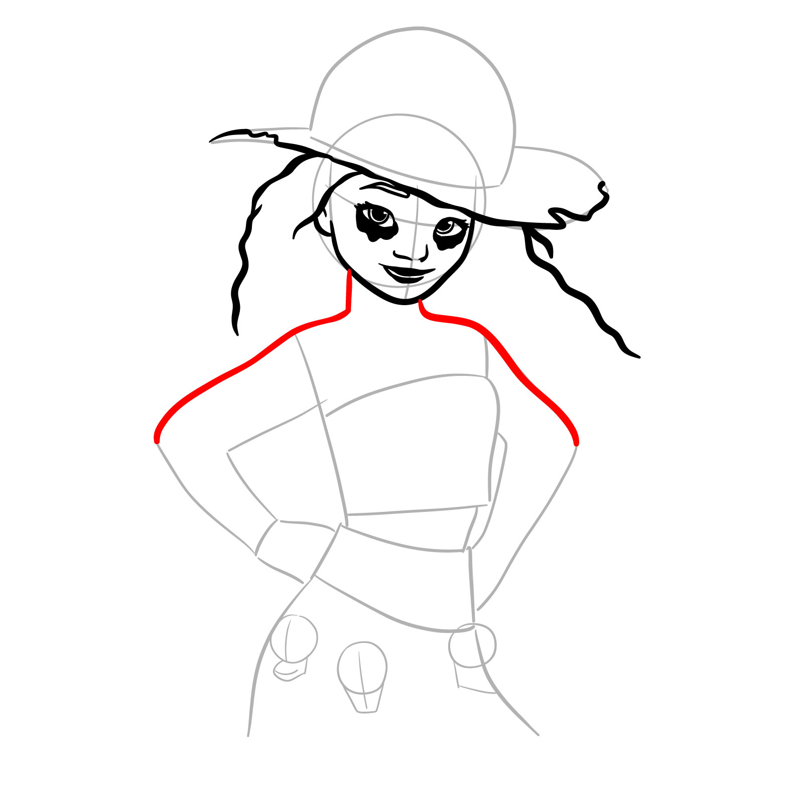 How to Draw Halloween Moana as a Staw Hat Pirate - step 12