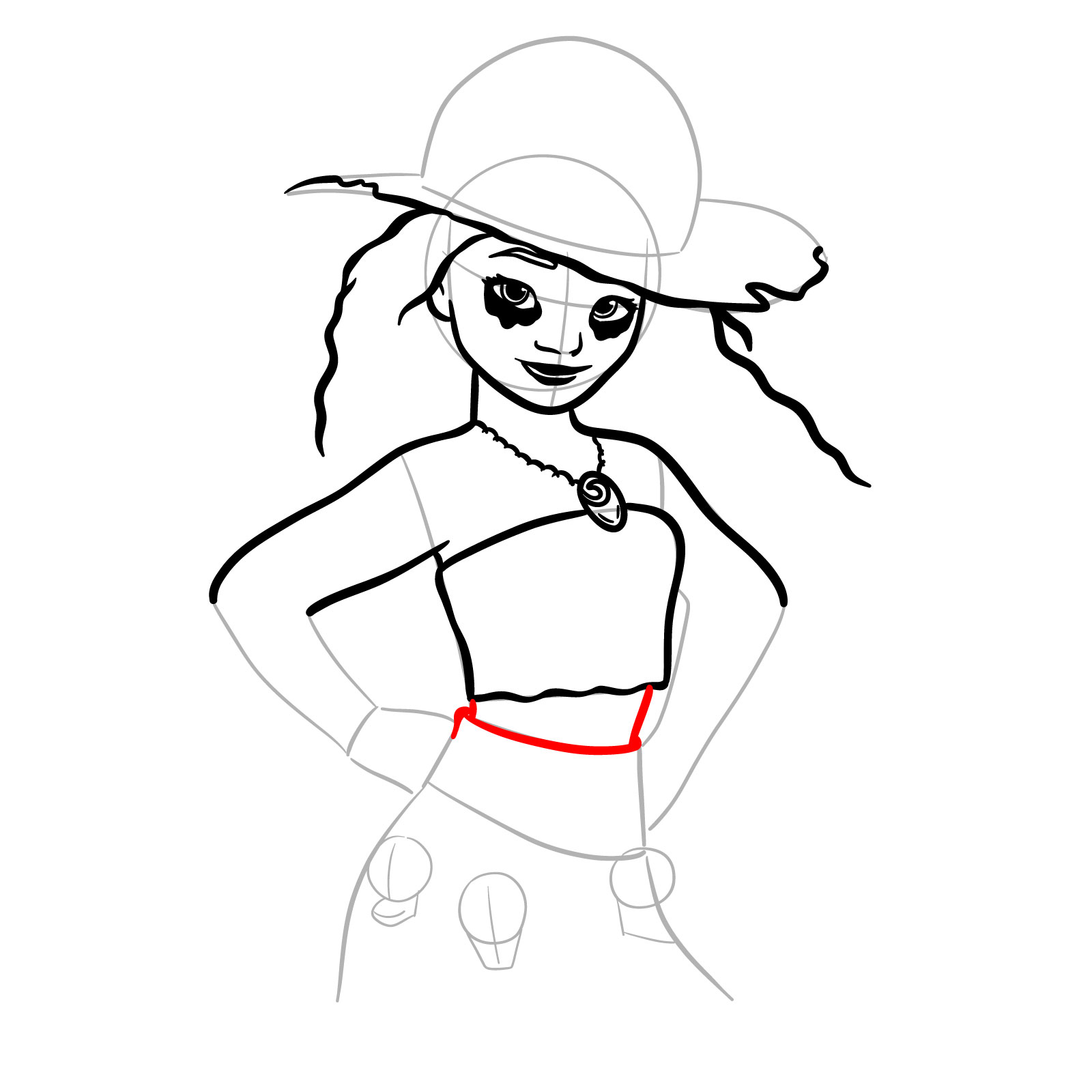 How to Draw Halloween Moana as a Staw Hat Pirate - step 15