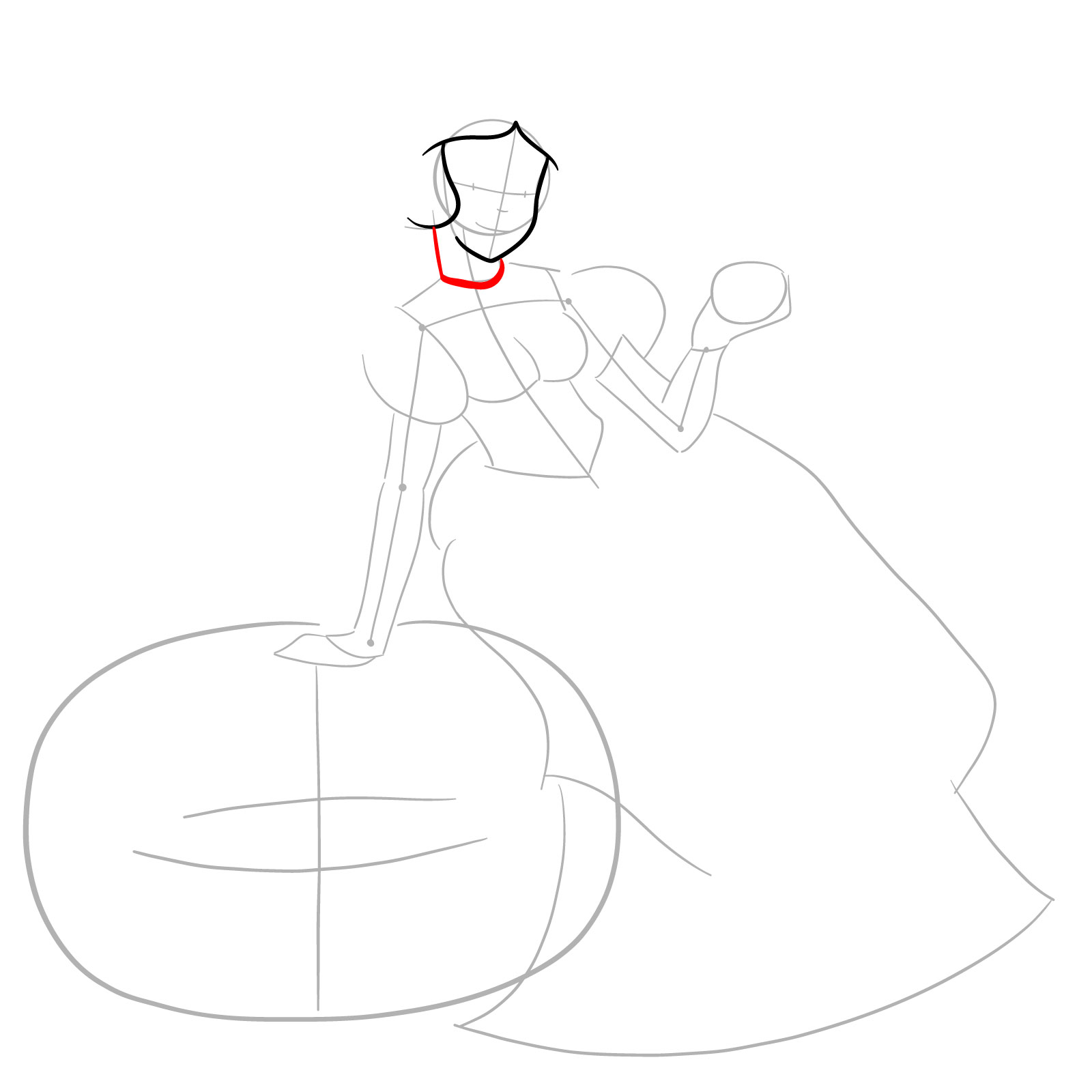 How to Draw Halloween Snow White - step 06