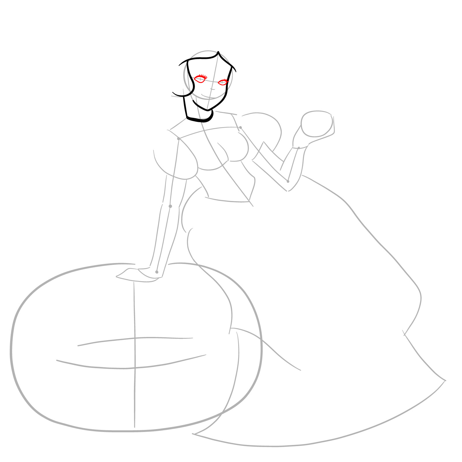 How to Draw Halloween Snow White - step 07