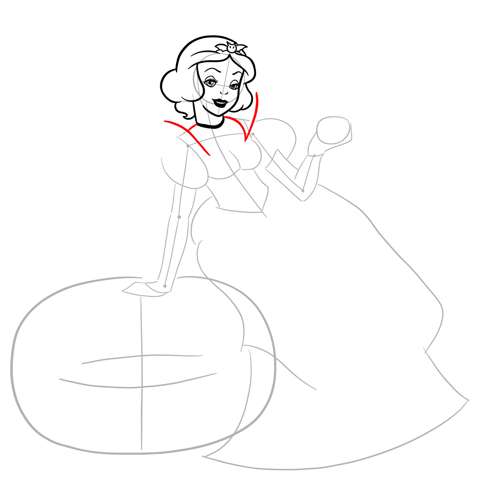 How to Draw Halloween Snow White - step 13