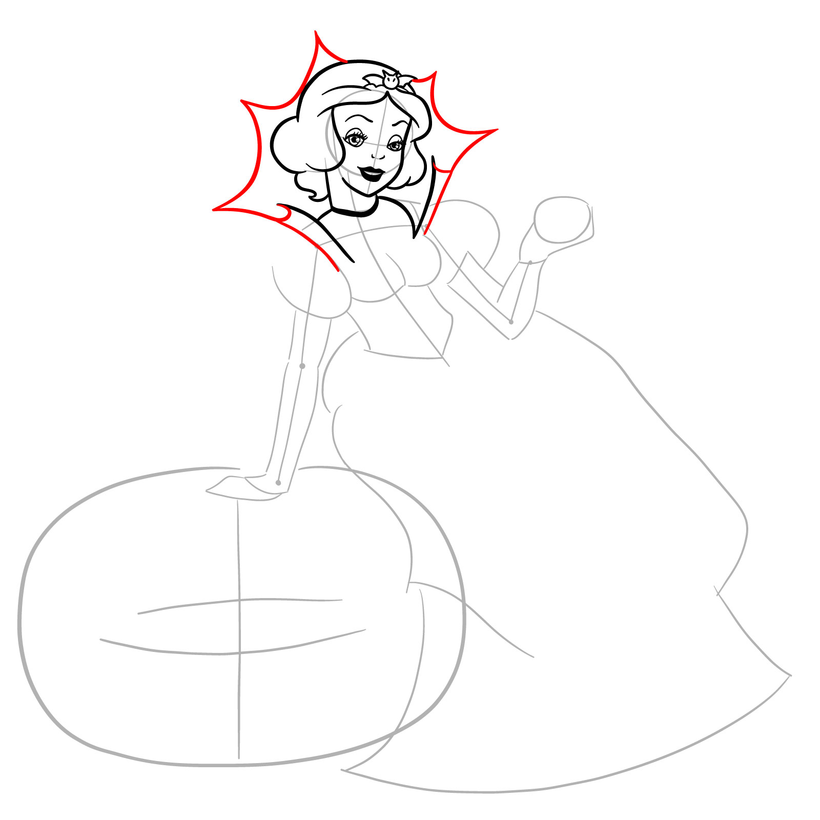 How to Draw Halloween Snow White - step 14