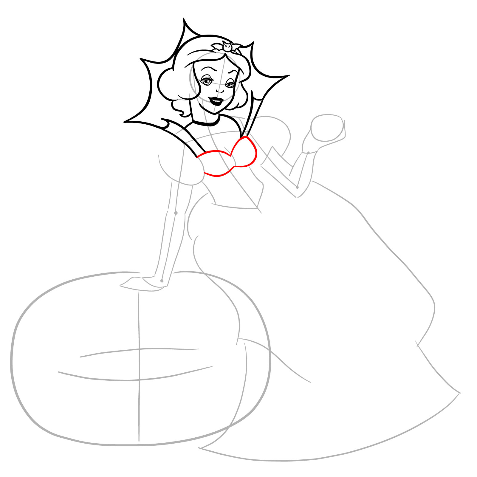 How to Draw Halloween Snow White - step 15