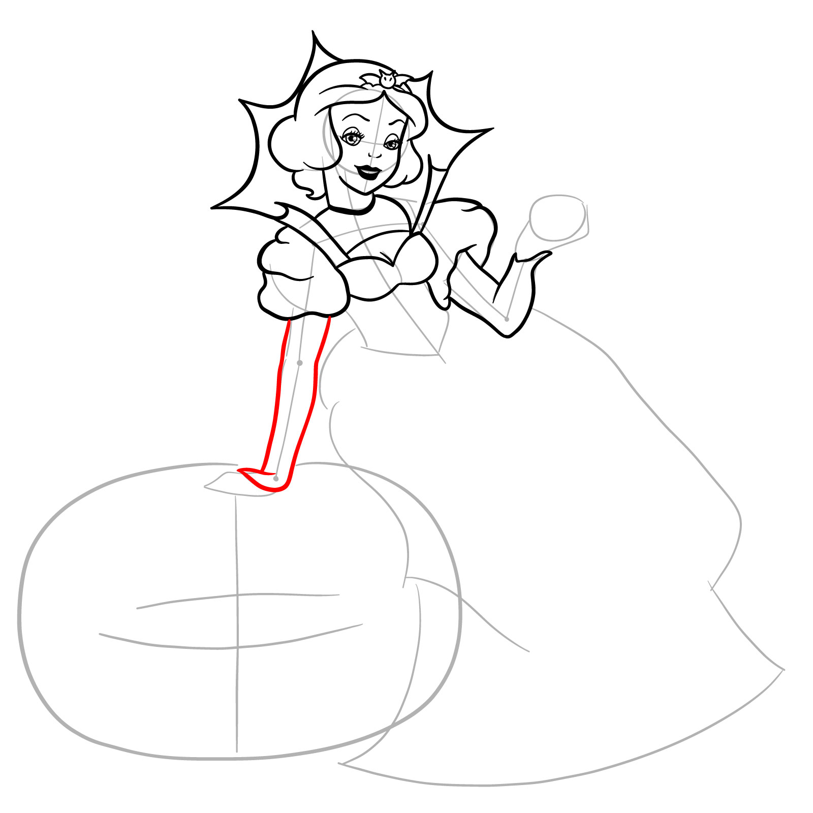 How to Draw Halloween Snow White - step 18