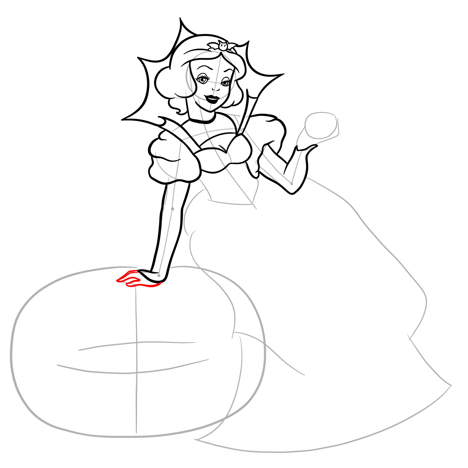 How to Draw Halloween Snow White - step 19