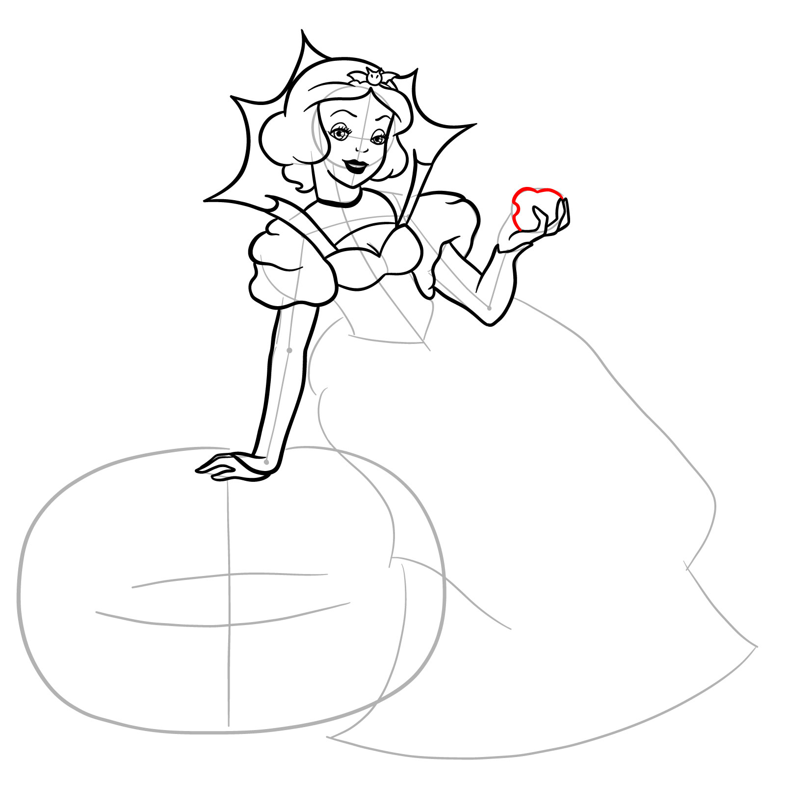 How to Draw Halloween Snow White - step 21