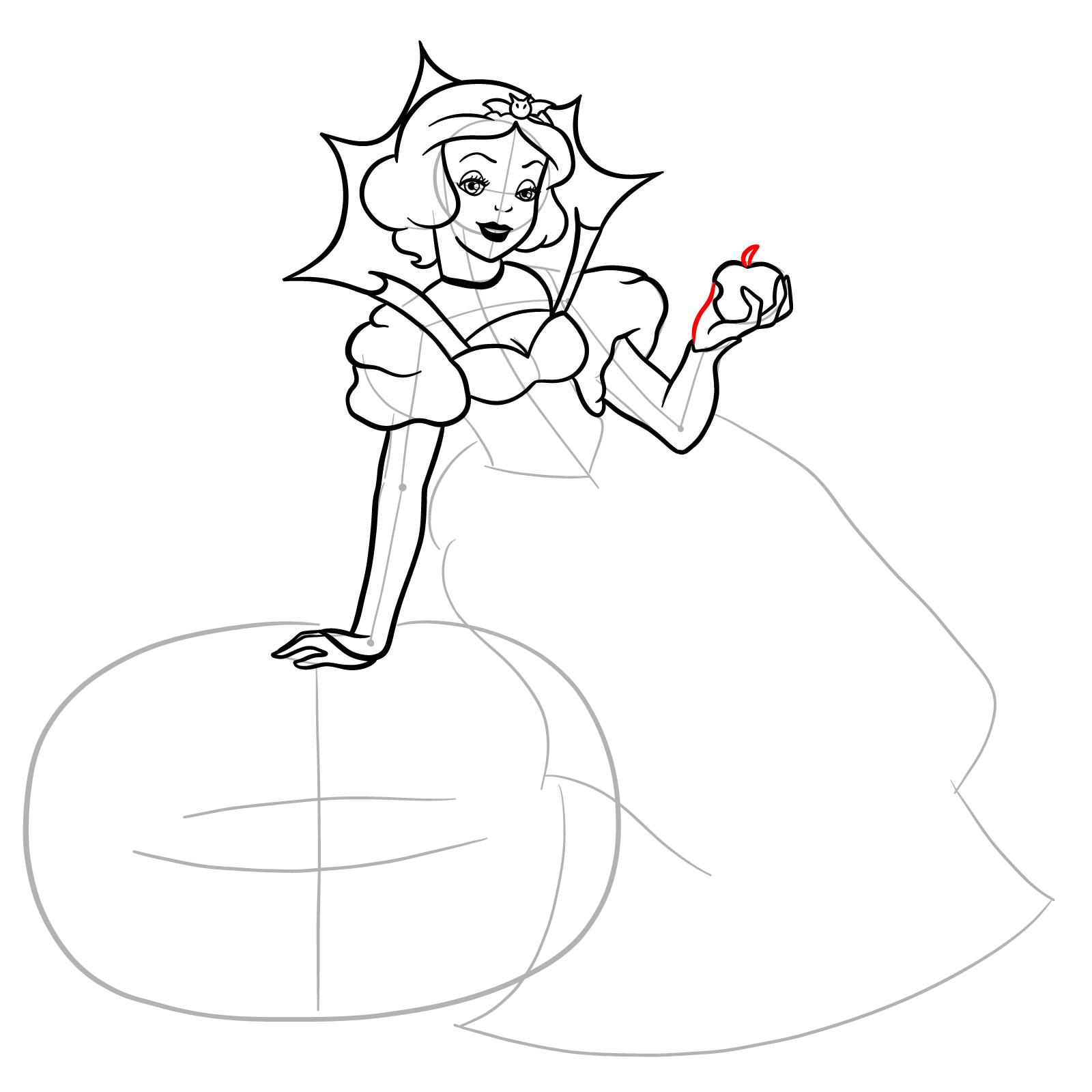How to Draw Halloween Snow White - step 22