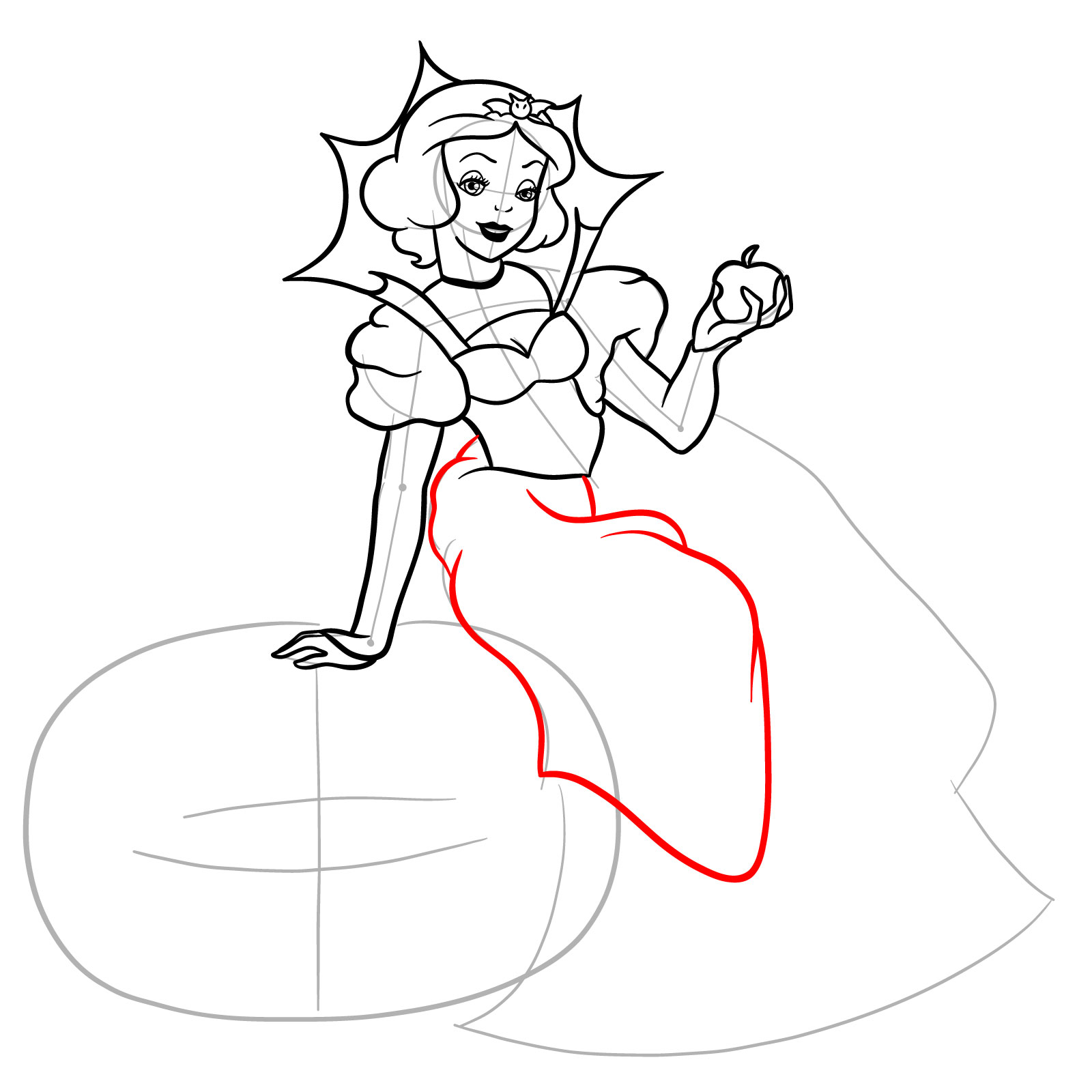 How to Draw Halloween Snow White - step 24